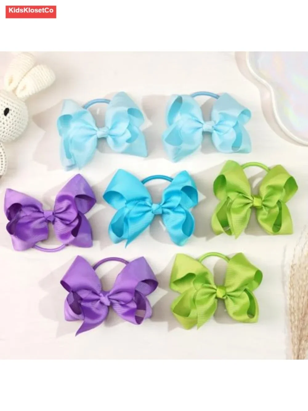 40pcs 4.5in Boutique Pops Hair Bows Elastic Hair Ties Grosgrain Ribbon Big